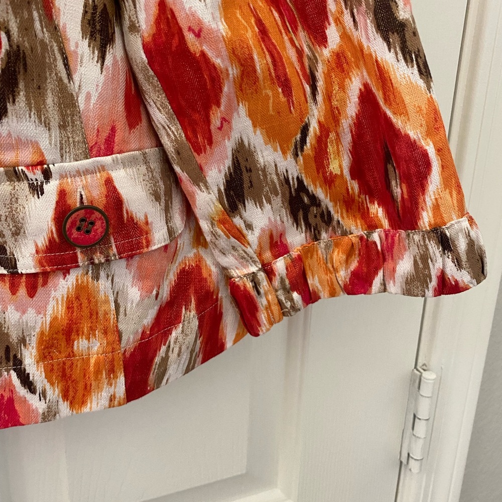 Chico’s Multi Color Ikat Print Open Front Jacket - Picture 5 of 10